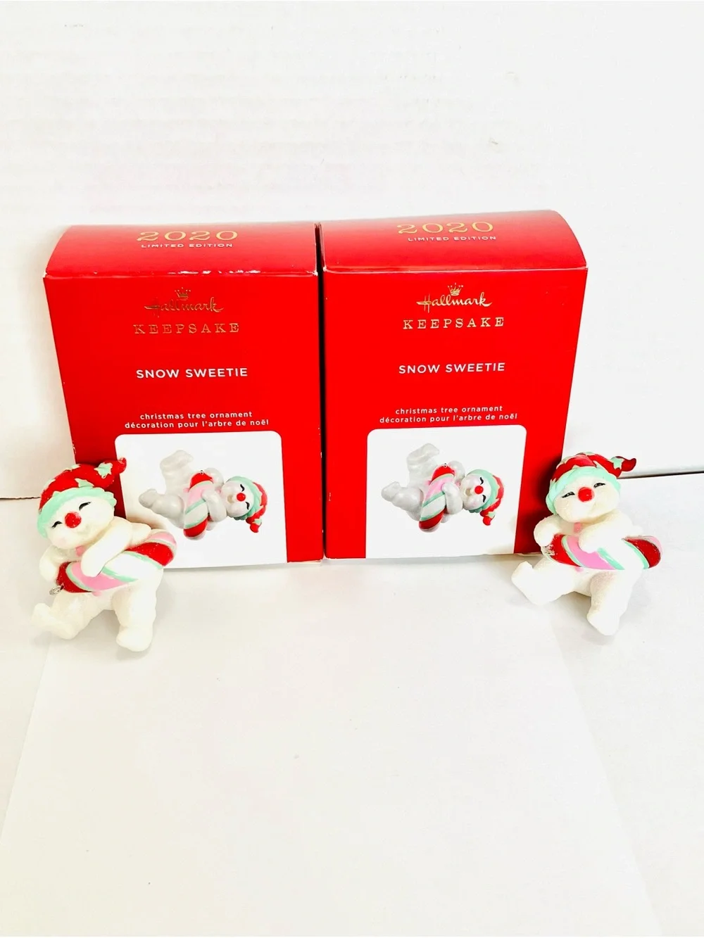 Hallmark 2020 Snow Sweetie Ornaments Lot(2) Used Glitter